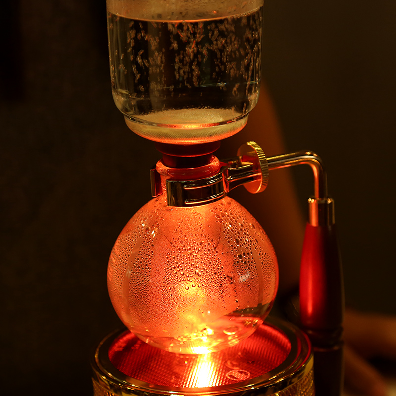 咖啡冲煮器具:虹吸式咖啡机手动煮咖啡壶玻璃木手柄虹吸壶