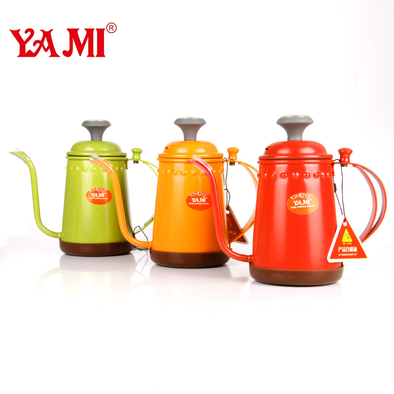 YAMI品牌咖啡冲煮器具：YAMI手冲咖啡细嘴壶不锈钢带温度计控温