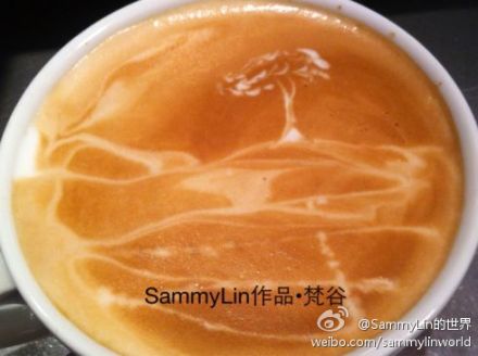 SammyLin的咖啡拉花艺术:梵谷