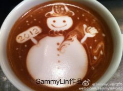 SammyLin咖啡拉花作品:雪人